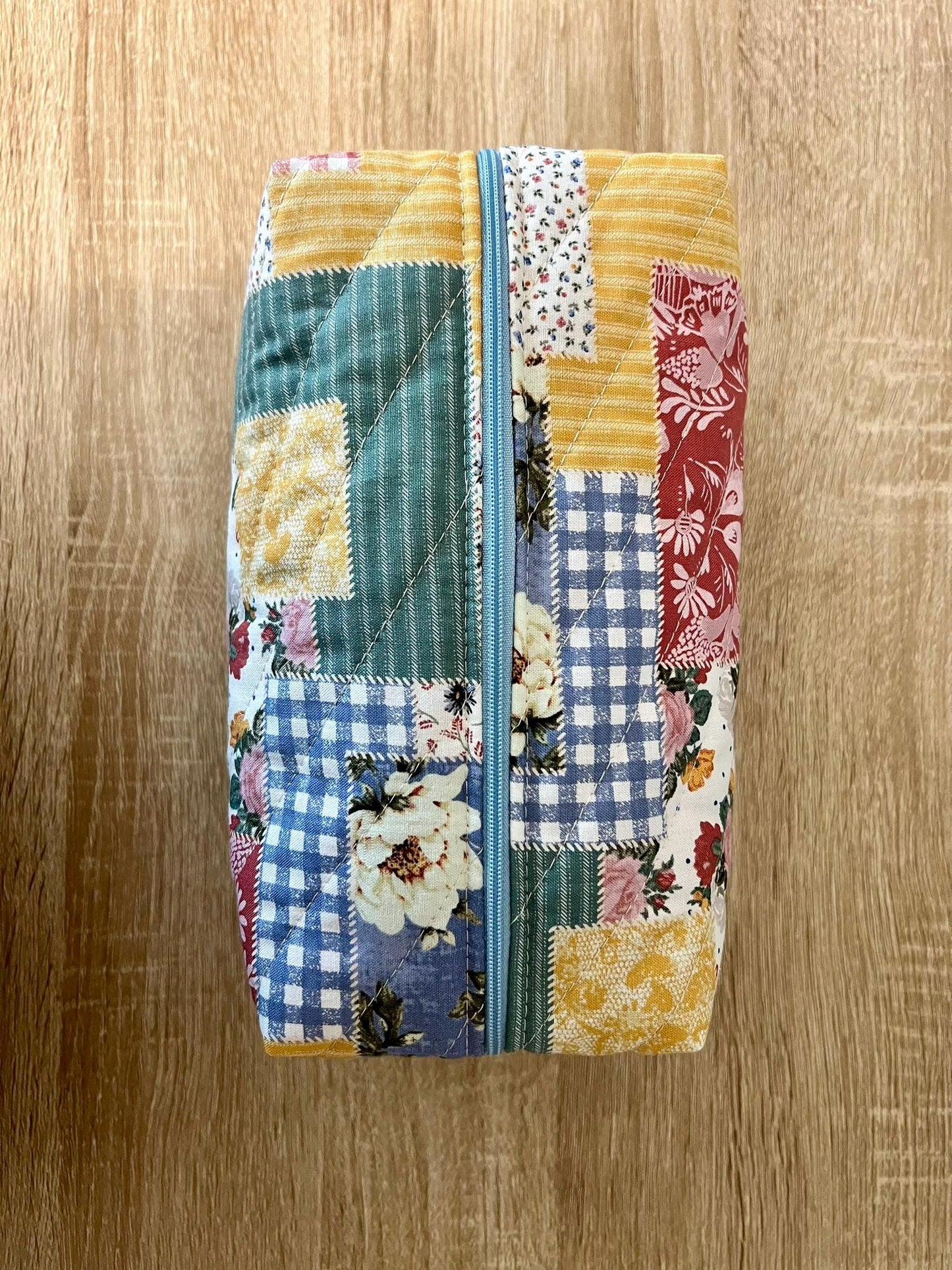 Quilted Boxy Makeup Pouch - Floral Patchwork