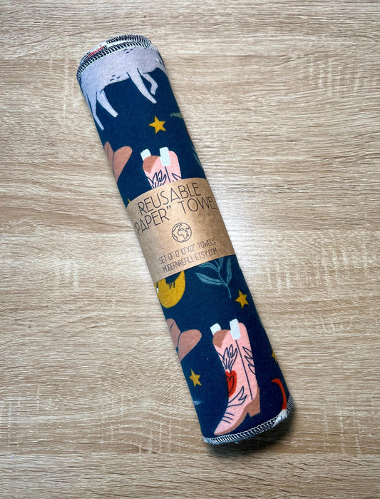 Western Reusable Paper Towels | Cowboy Boot Kitchen Towels