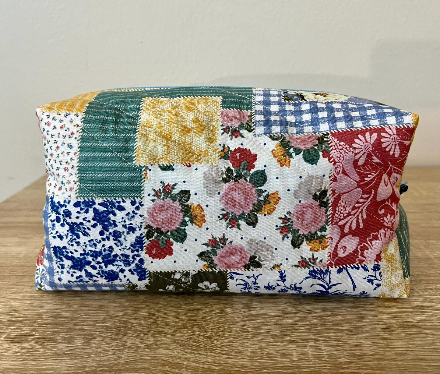 Quilted Boxy Makeup Pouch - Floral Patchwork