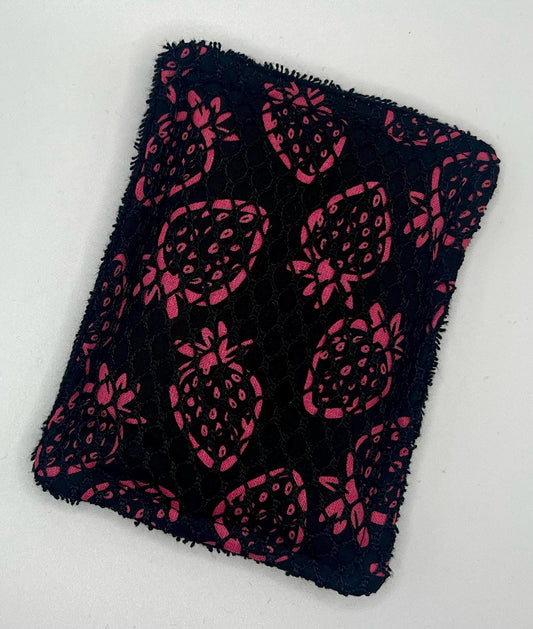 Strawberries on Black Washable Sponge | Sustainable Dish Sponge