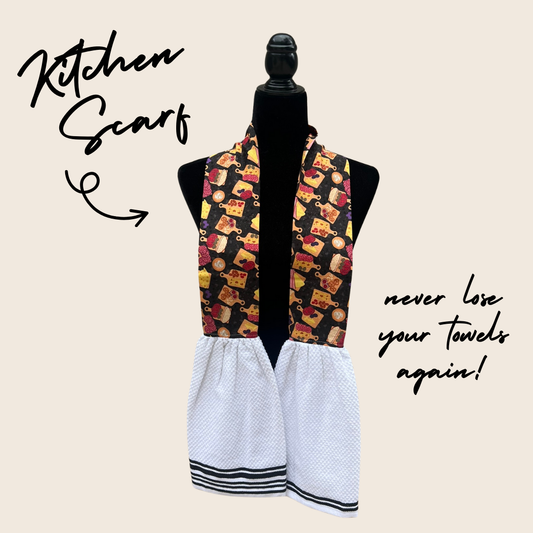 Charcuterie on Black Kitchen Scarf