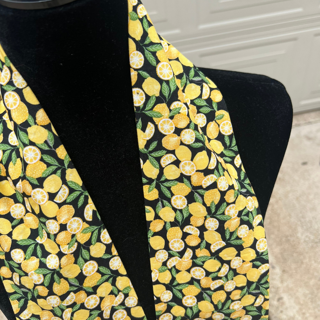 Lemons on Black Kitchen Scarf