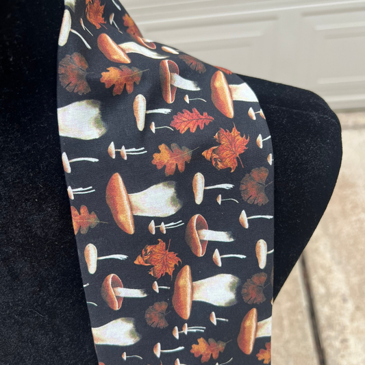 Mushrooms on Black Kitchen Scarf
