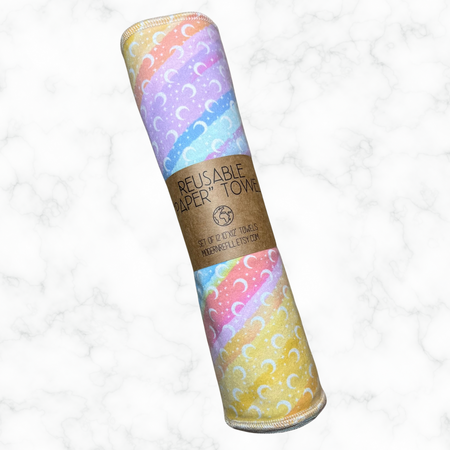 Reusable Paper Towels - Pastel Rainbow Moons