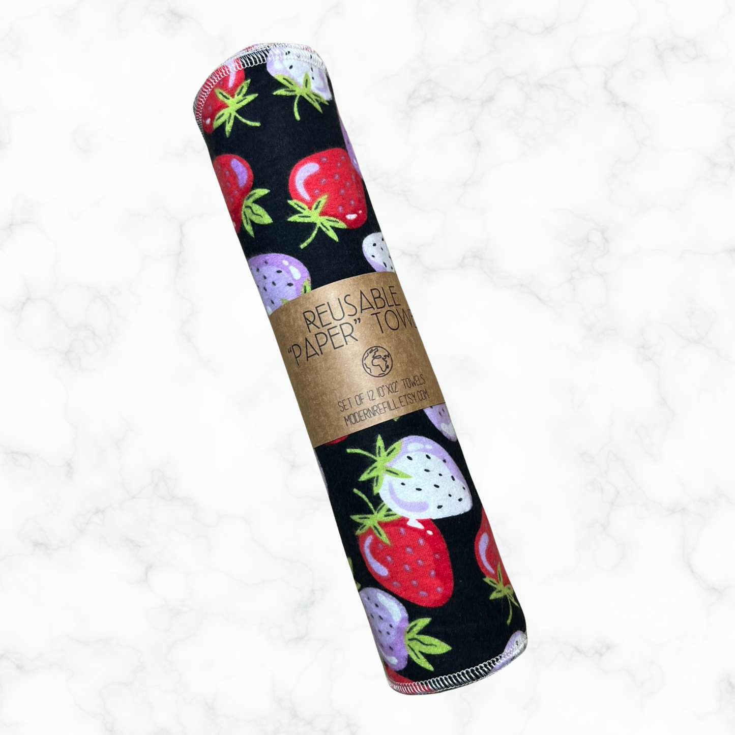 Reusable Paper Towels - Purple and Red Strawberries