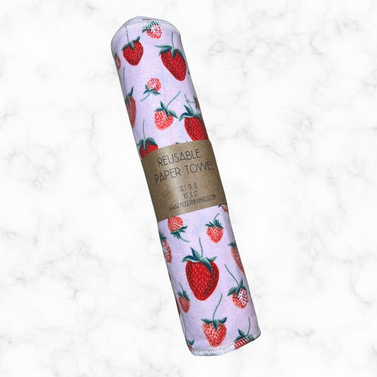 Reusable Paper Towels - Strawberries