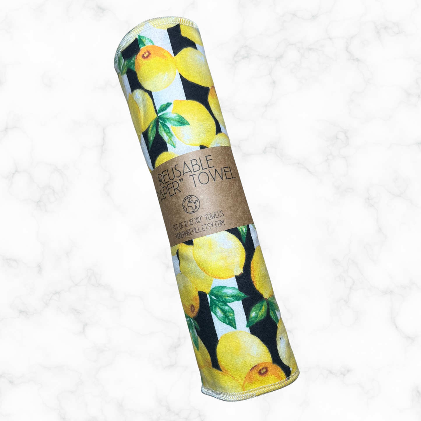 Reusable Paper Towels - Striped Lemon
